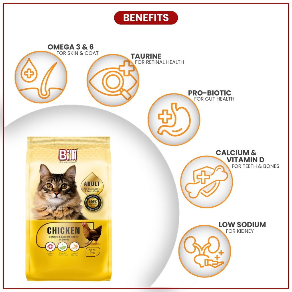 Billi Adult Real chicken Cat Food 3 Kg