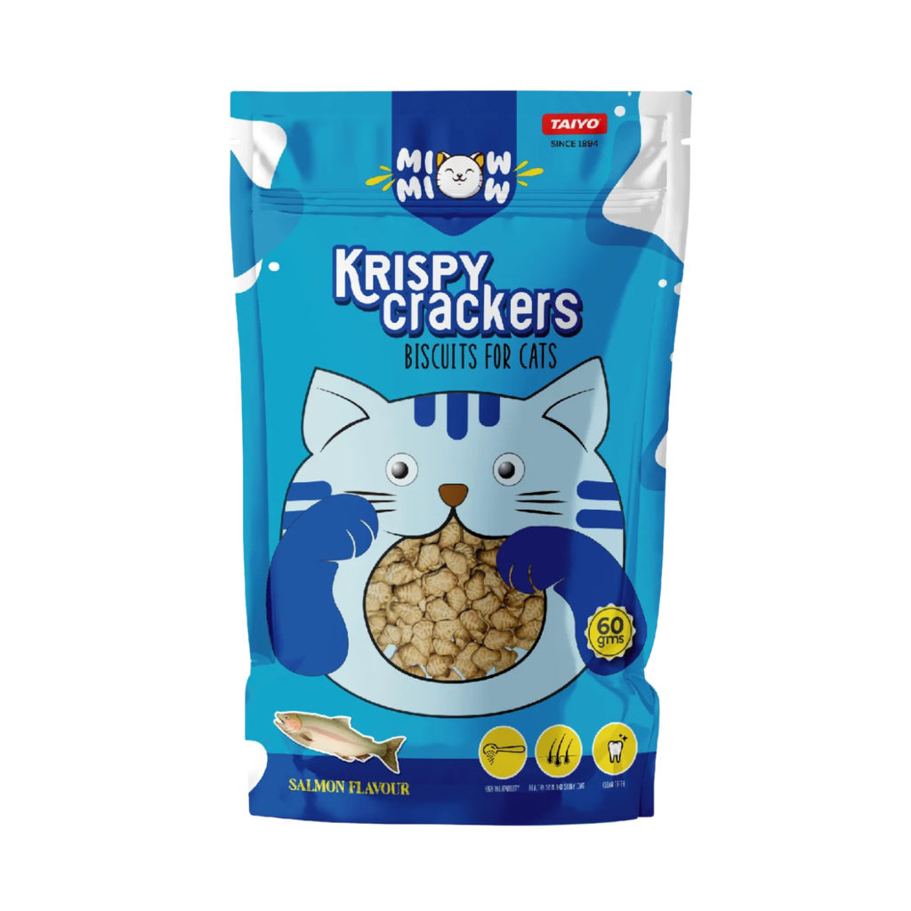 MiowMiow Krispy Crackers Biscuits for Cats Salmon Flavour 60g