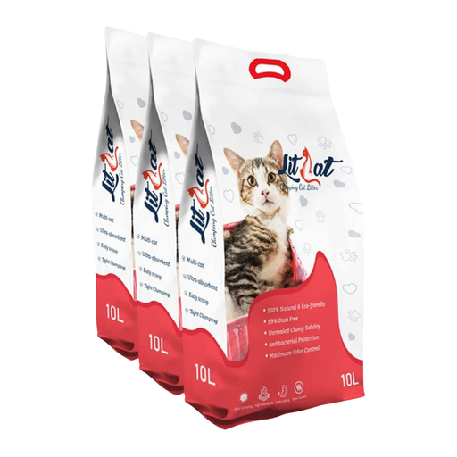 [795154845897] LitCat Ultra Clumping Cat Litter - Unscented 10L - (Pack Of 3)